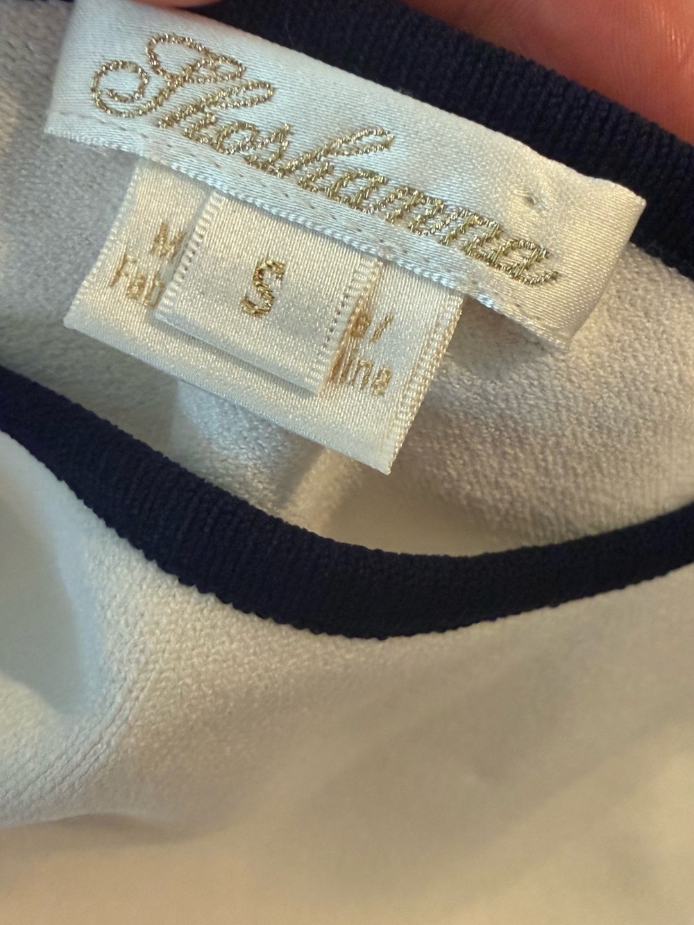 Shoshanna Knit Mini Dress White with Navy Ruffle Sleeve Contrast Trim❤️ - Picture 9 of 9